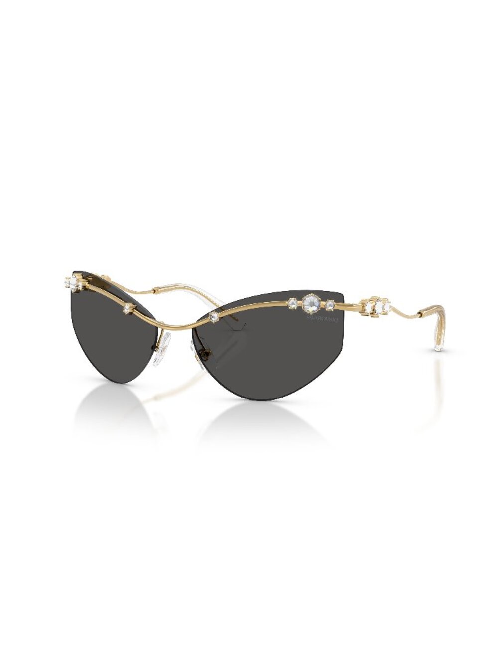 New Swarovski Women's Sunglasses Gold Grey Lens Metal Frame SK7039 400487 61